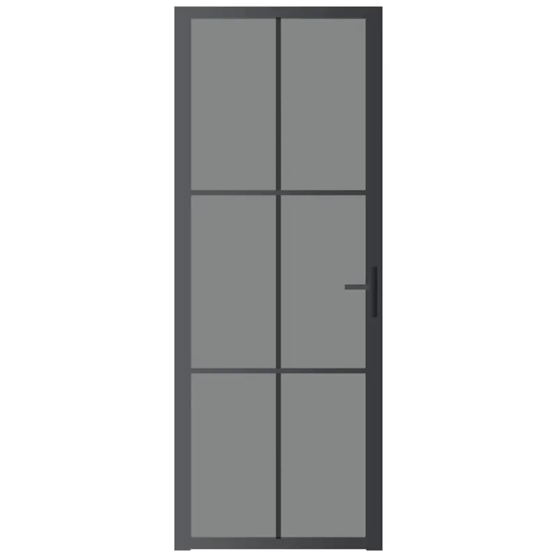 Vidaus durys, juodos, 76x201,5cm, ESG stiklas ir aliuminis