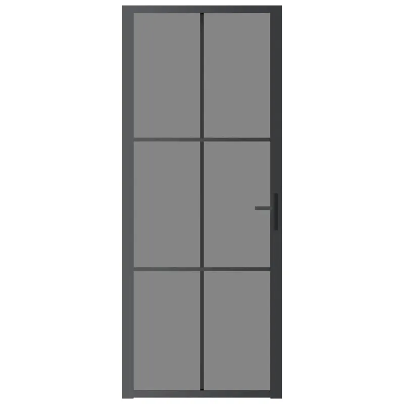 Vidaus durys, juodos, 83x201,5cm, ESG stiklas ir aliuminis