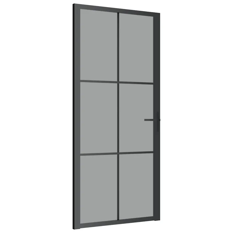 Vidaus durys, juodos, 93x201,5cm, ESG stiklas ir aliuminis