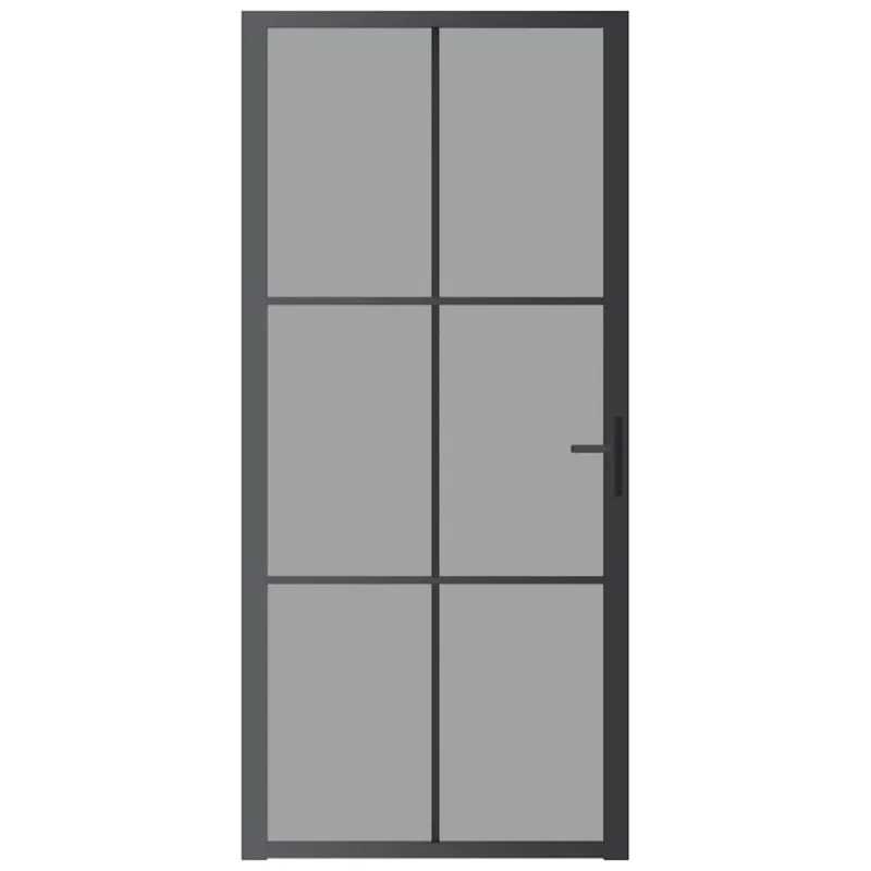 Vidaus durys, juodos, 93x201,5cm, ESG stiklas ir aliuminis