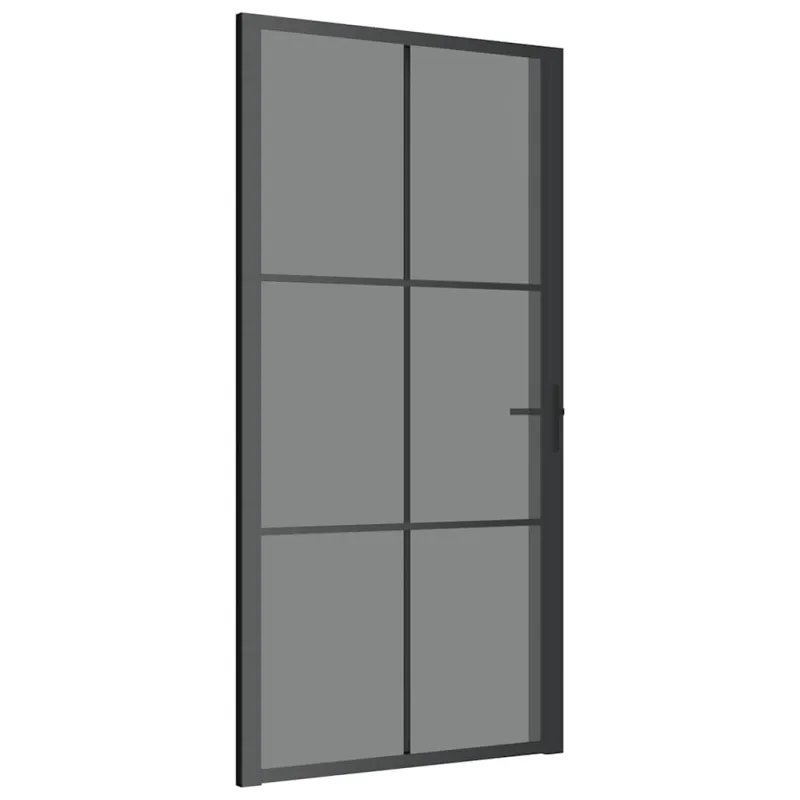 Vidaus durys, juodos, 102,5x201,5cm, ESG stiklas ir aliuminis