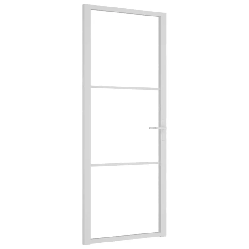 Vidaus durys, baltos, 83x201,5cm, ESG stiklas ir aliuminis