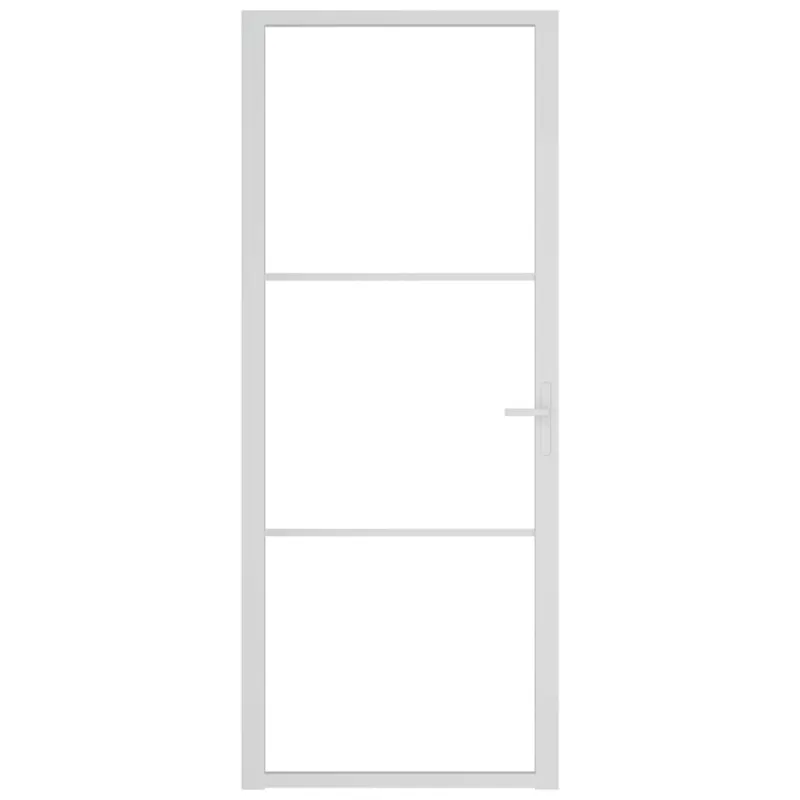 Vidaus durys, baltos, 83x201,5cm, ESG stiklas ir aliuminis