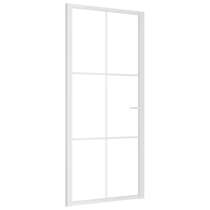 Vidaus durys, baltos, 93x201,5cm, ESG stiklas ir aliuminis