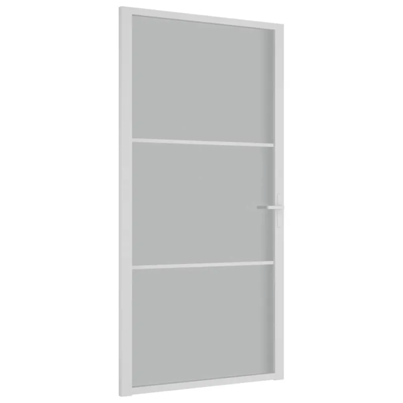 Vidaus durys, baltos, 102,5x201,5cm, matinis stiklas/aliuminis