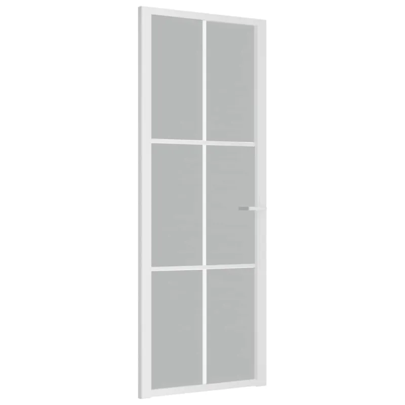 Vidaus durys, baltos, 76x201,5cm, matinis stiklas ir aliuminis