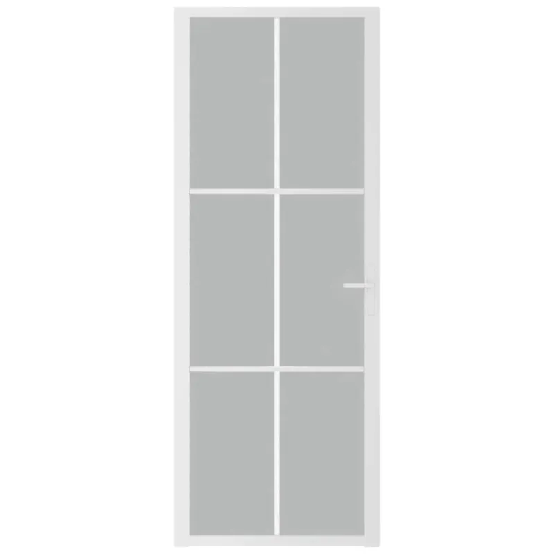 Vidaus durys, baltos, 76x201,5cm, matinis stiklas ir aliuminis