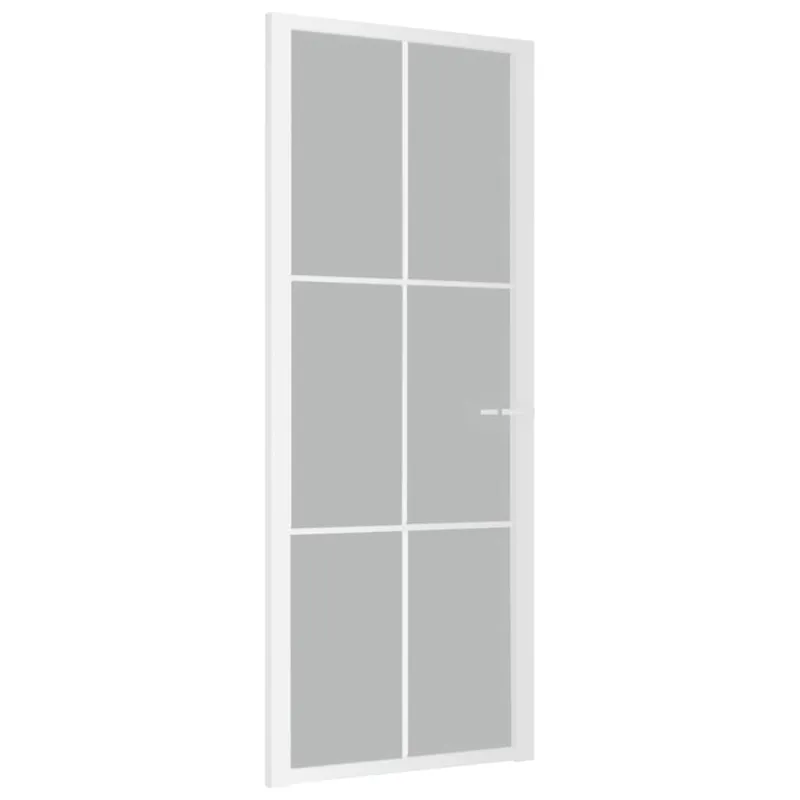 Vidaus durys, baltos, 83x201,5cm, matinis stiklas ir aliuminis