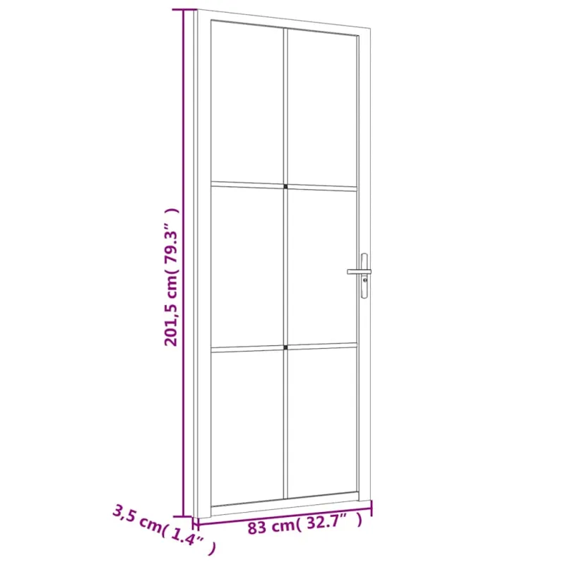 Vidaus durys, baltos, 83x201,5cm, matinis stiklas ir aliuminis