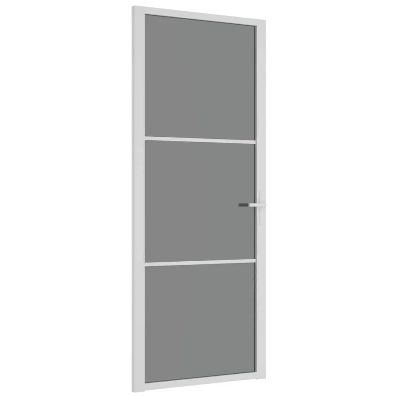 Vidaus durys, baltos, 83x201,5cm, ESG stiklas ir aliuminis