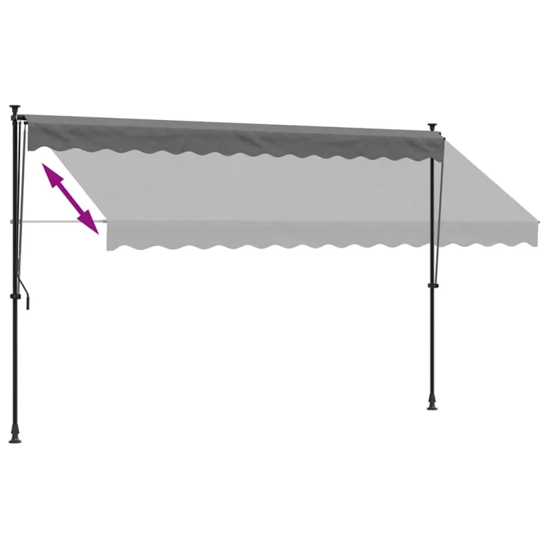 Ištraukiama markizė, antracito, 350x150cm, audinys ir plienas
