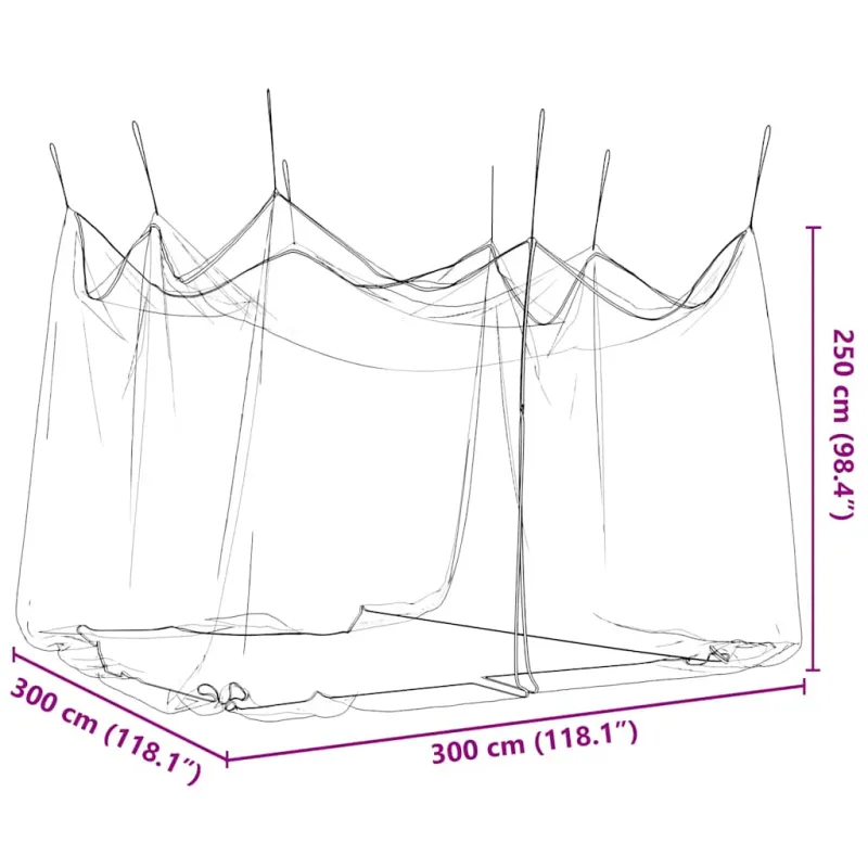 Lauko tinklelis nuo uodų, 220 tinklo, juodas, 300x300x250 cm