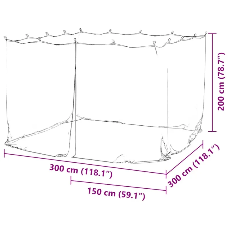 Lauko tinklelis nuo uodų, 220 tinklo, baltas, 300x300x200 cm