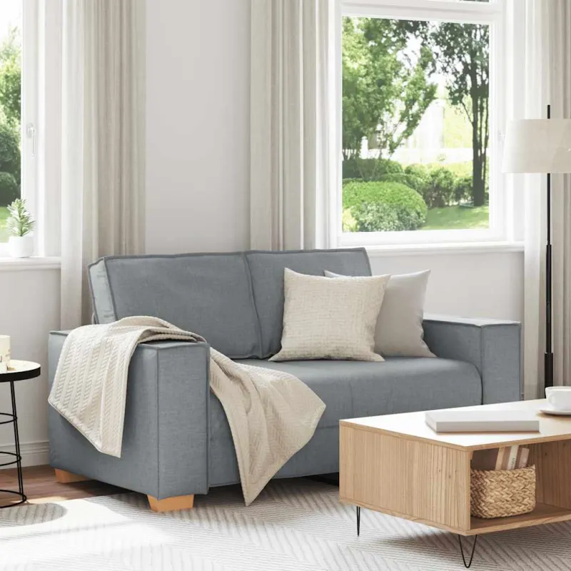 Dvivietė sofa, šviesiai pilka, 160x78x84 cm, audinys