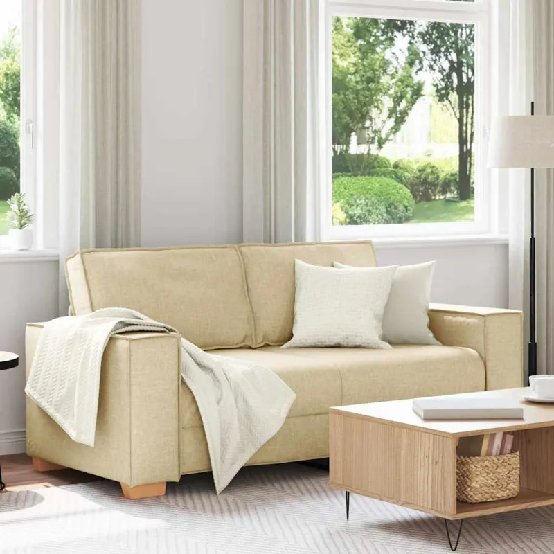 Dvivietė sofa, kreminės spalvos, 180x78x84 cm, audinys