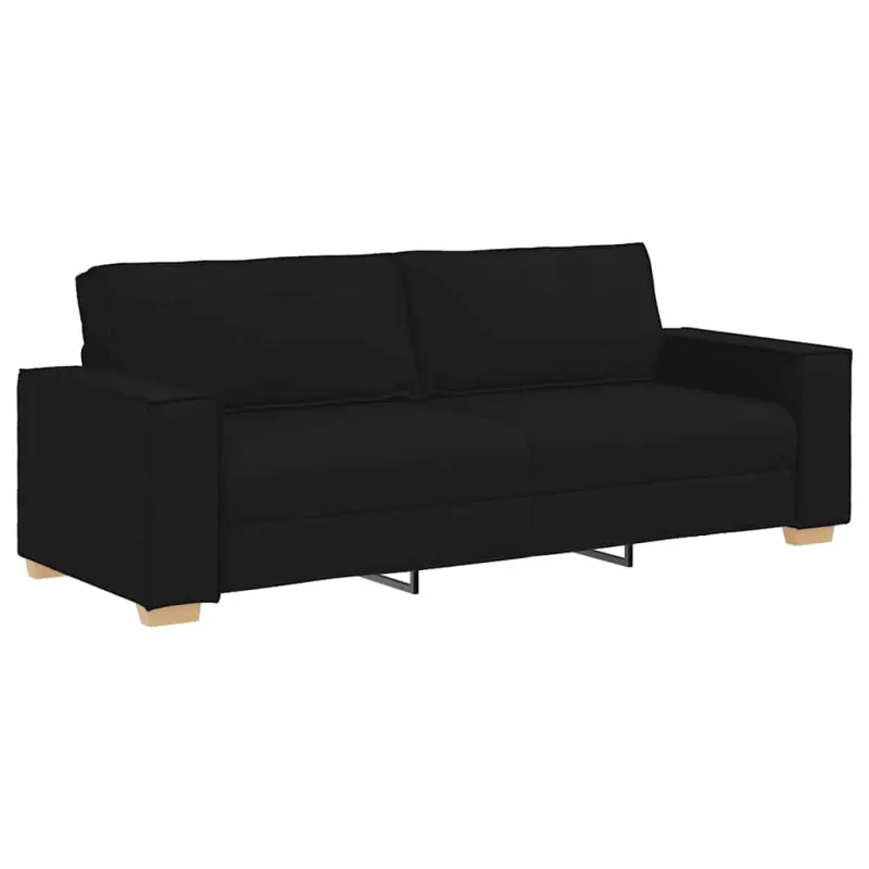 Trivietė sofa, juoda, 220x78x84 cm, audinys