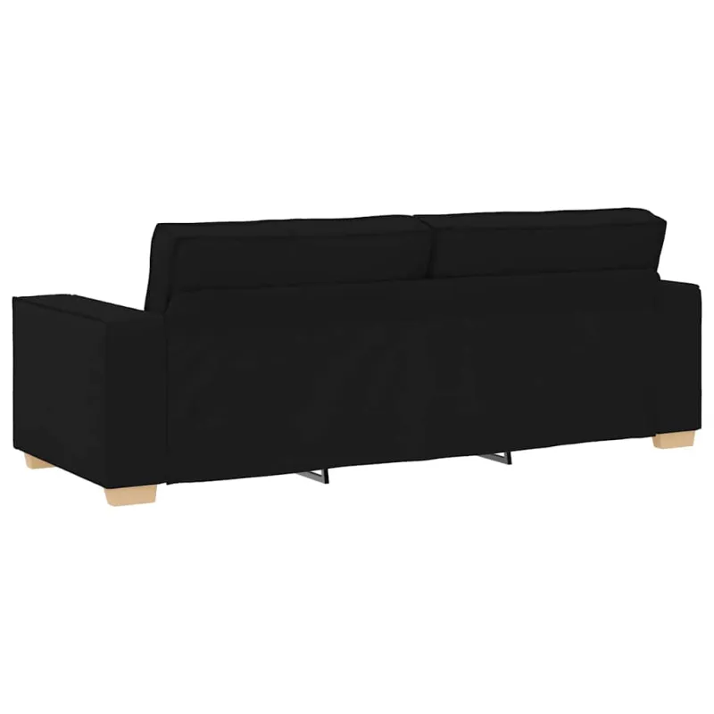 Trivietė sofa, juoda, 220x78x84 cm, audinys