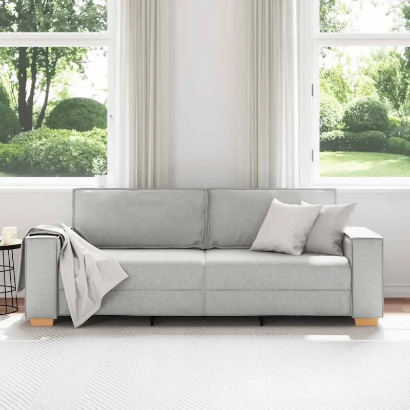 Trivietė sofa, debesų pilka, 220x78x84 cm, audinys
