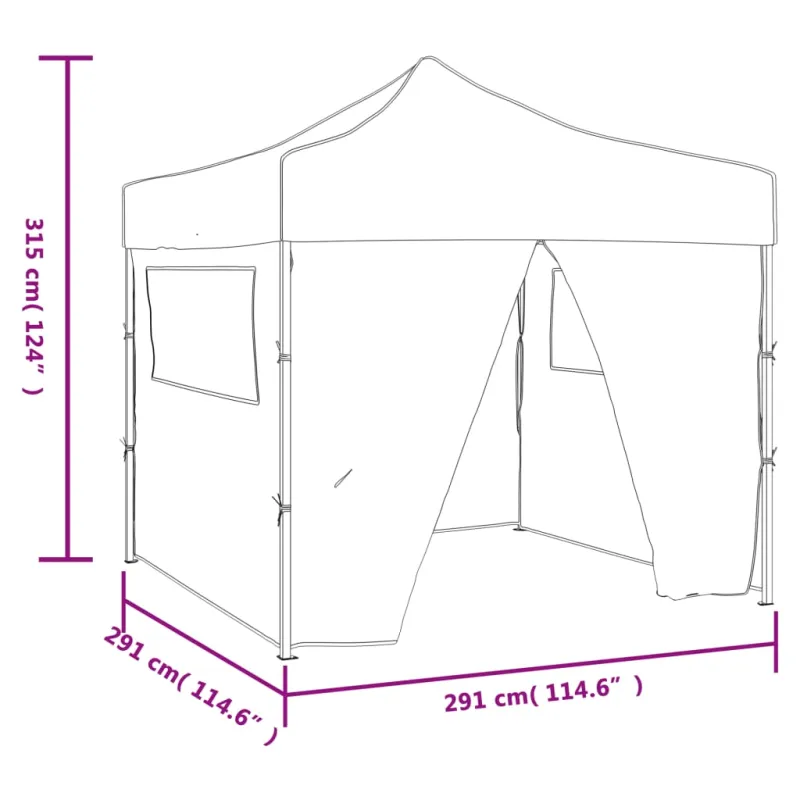 Sulankstomas paviljonas, kremo sp., 3 x 3 m, 4 sienelės