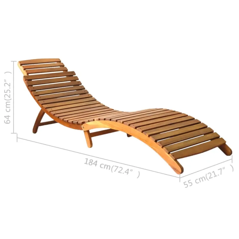 Saulės gultas | ruda 55 x 184 x 64cm Kietos akacijos mediena