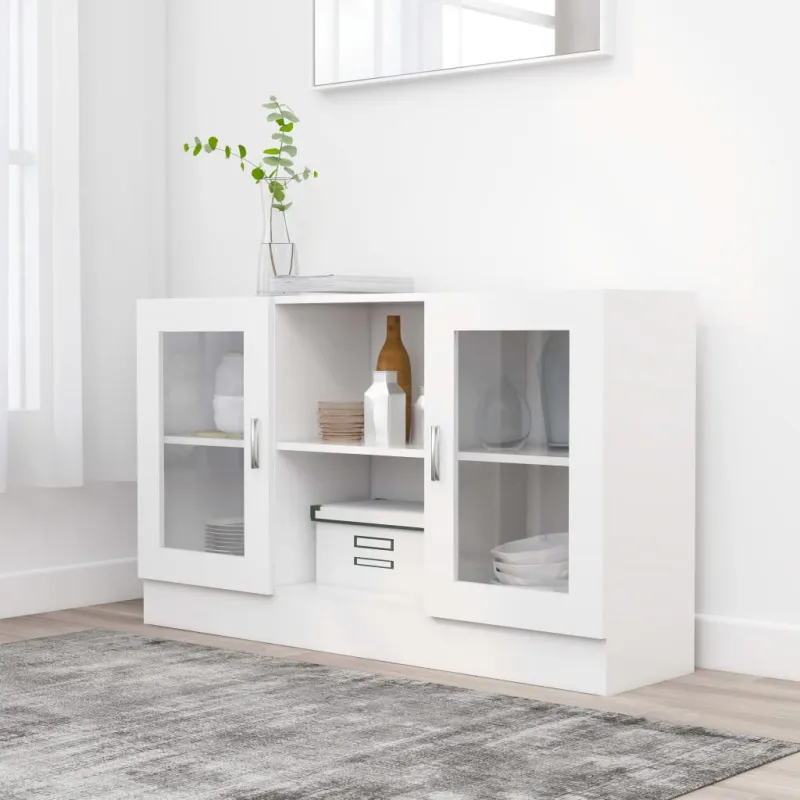 Vitrininė spintelė, balta, 120x30,5x70cm, apdirbta mediena