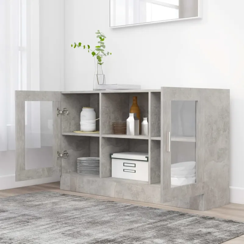 Vitrininė spintelė, pilka, 120x30,5x70cm, apdirbta mediena