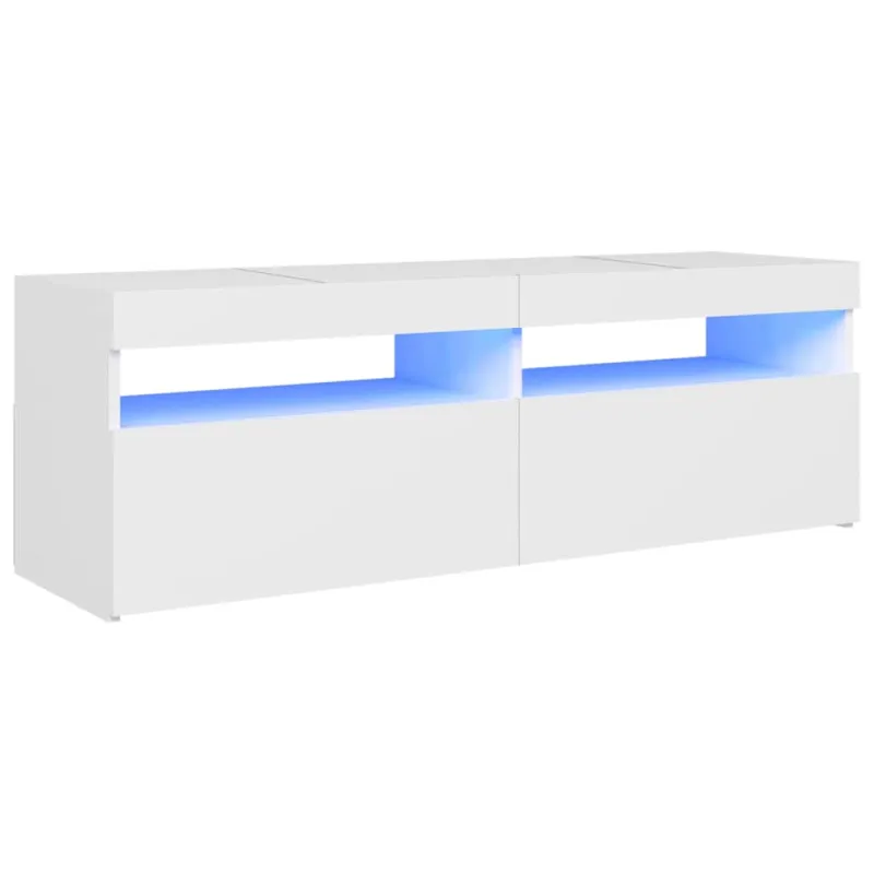 Televizoriaus spintelė su LED apšvietimu, balta, 120x35x40cm