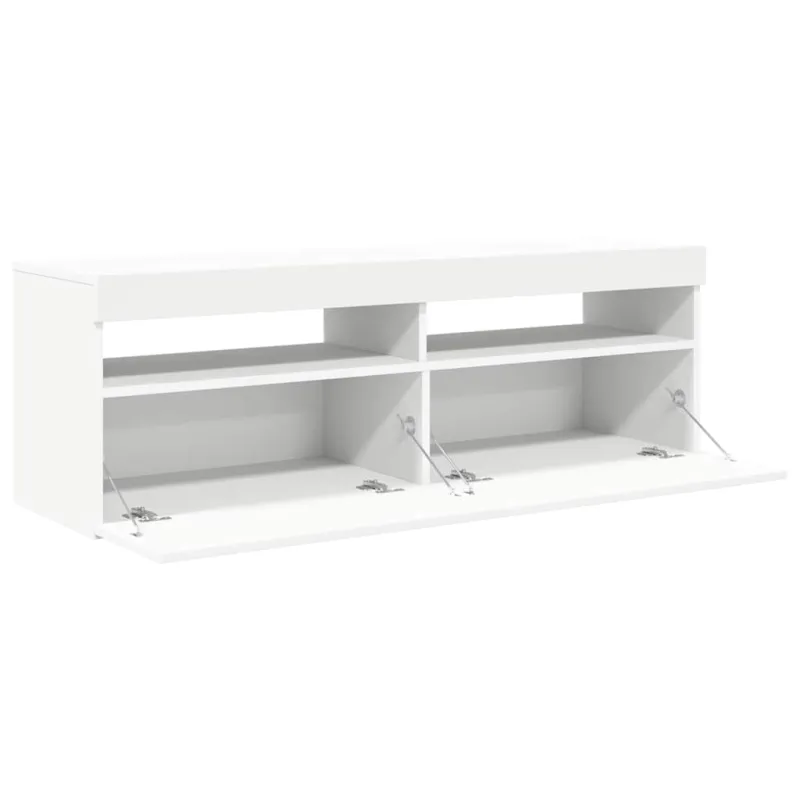 Televizoriaus spintelė su LED apšvietimu, balta, 120x35x40cm