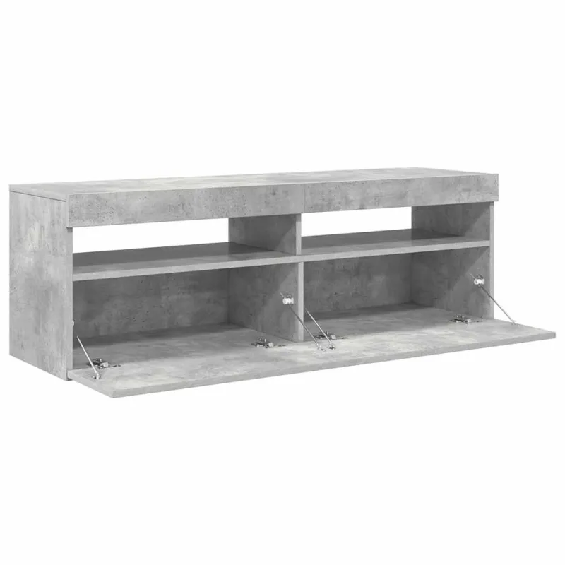 TV spintelė su LED apšvietimu, betono pilka, 120x35x40 cm