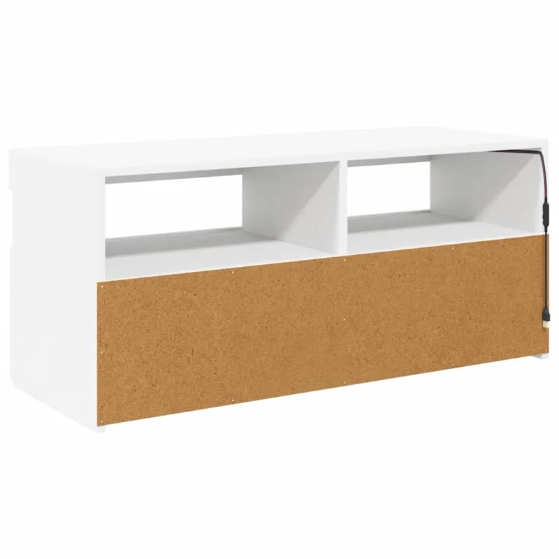 Televizoriaus spintelė su LED apšvietimu, balta, 90x35x40cm
