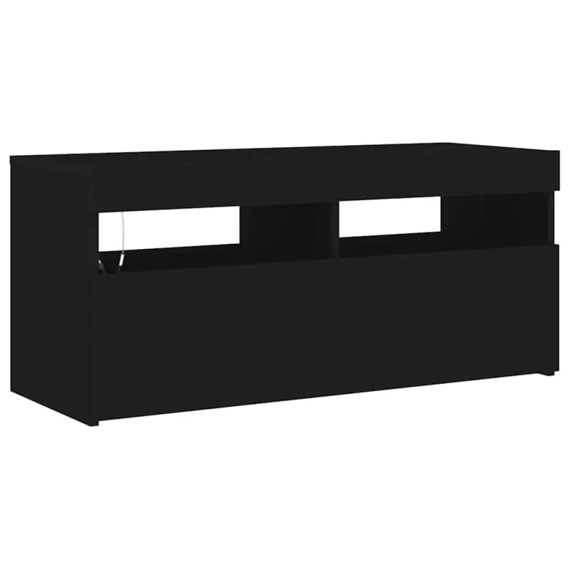 Televizoriaus spintelė su LED apšvietimu, juoda, 90x35x40cm
