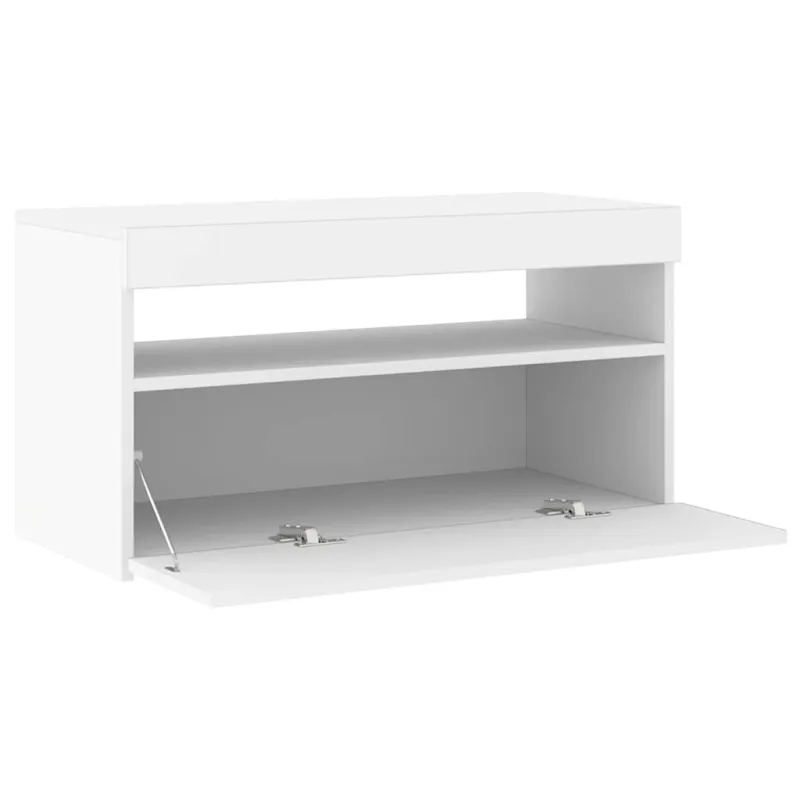 Televizoriaus spintelė su LED apšvietimu, balta, 75x35x40cm