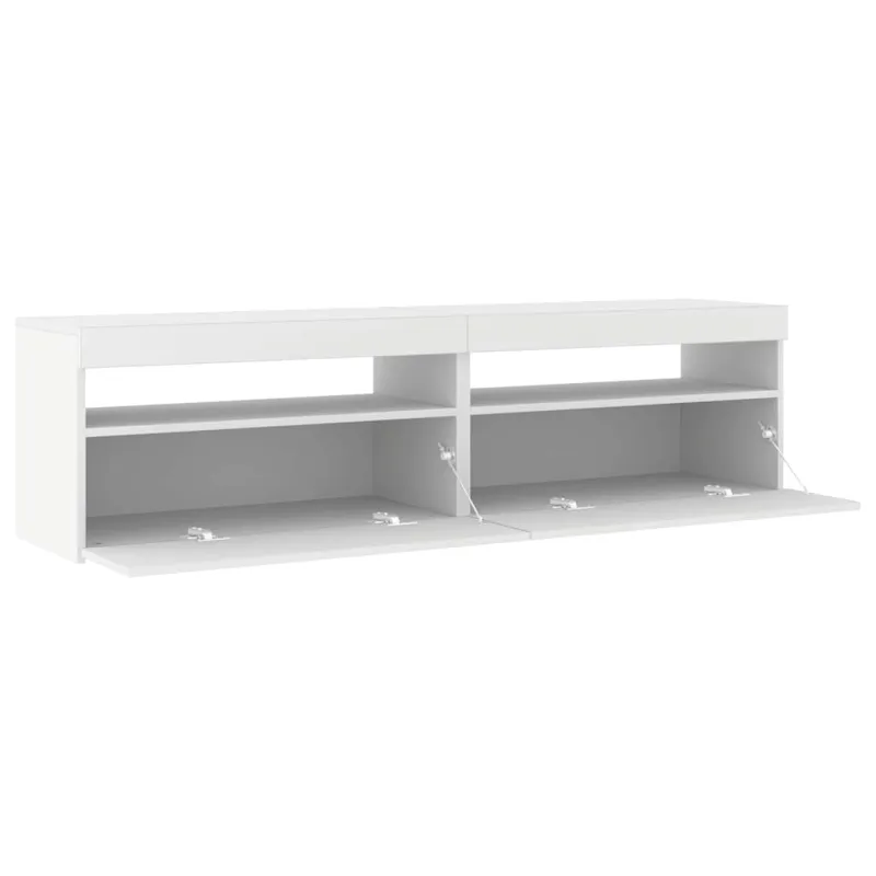 Televizoriaus spintelės su LED, 2vnt., baltos, 75x35x40cm