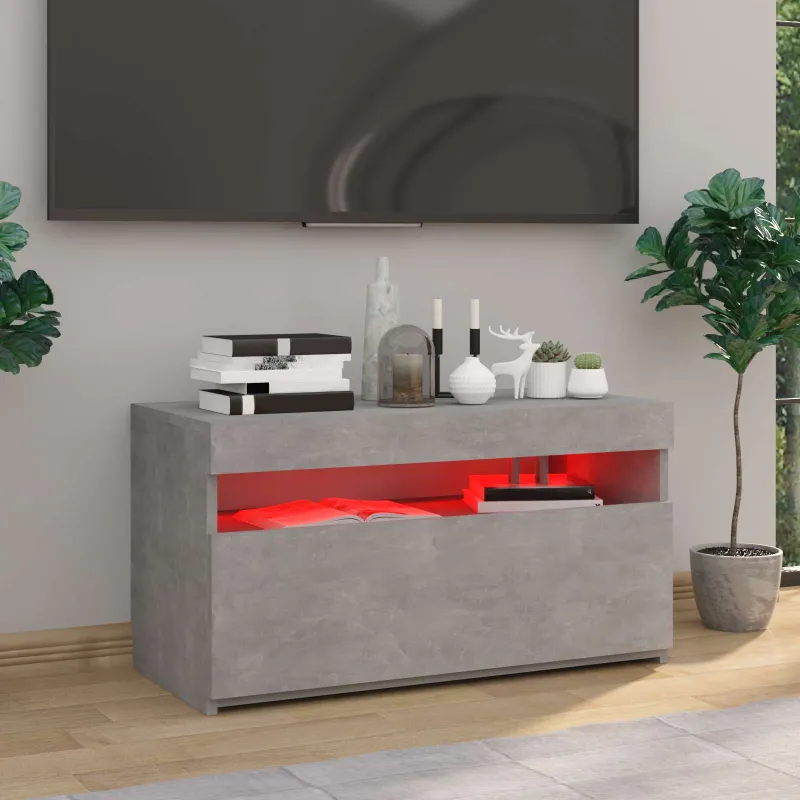 Televizoriaus spintelė su LED apšvietimu, betono, 75x35x40cm