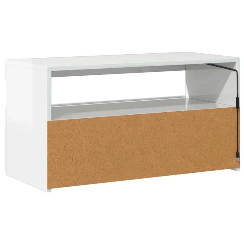 Televizoriaus spintelė su LED, balta, 75x35x40cm, blizgi