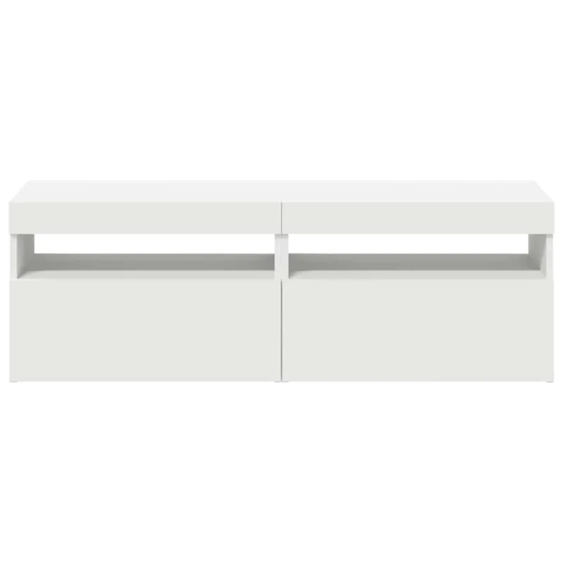 TV spintelės su LED apšvietimu, 2vnt., baltos, 60x35x40cm