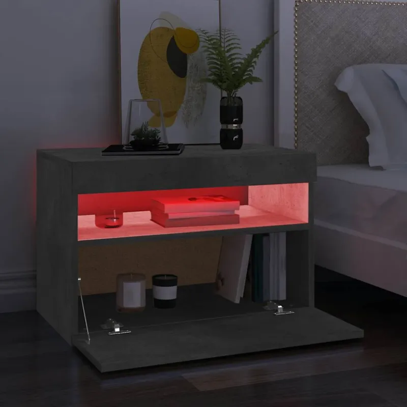 Televizoriaus spintelė su LED, betono pilka, 60x35x40cm