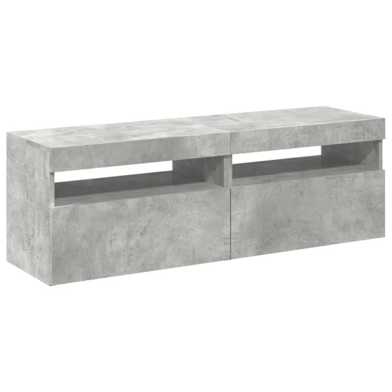 TV spintelės su LED apšvietimu, 2vnt., pilkos, 60x35x40cm