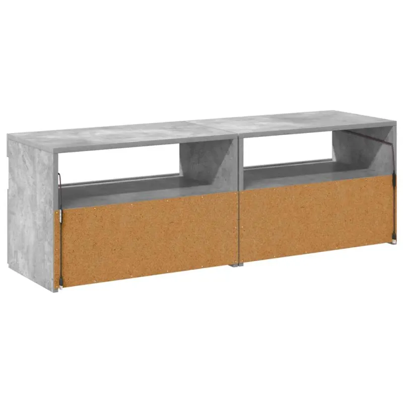 TV spintelės su LED apšvietimu, 2vnt., pilkos, 60x35x40cm