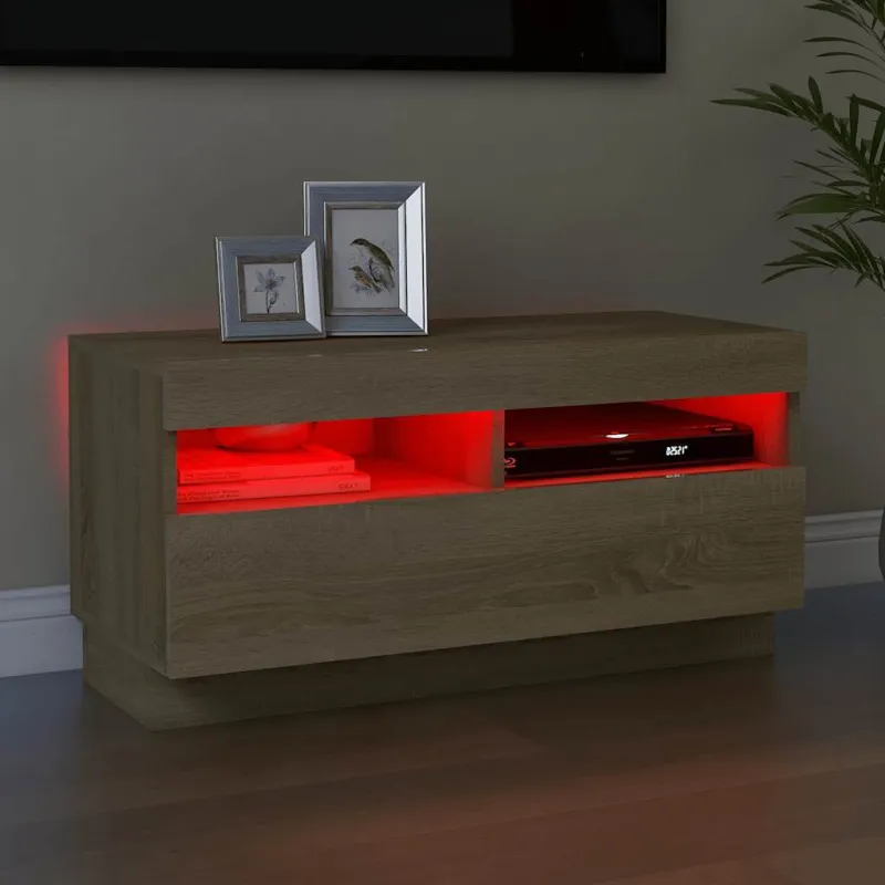Televizoriaus spintelė su LED, sonoma ąžuolo, 80x35x40cm