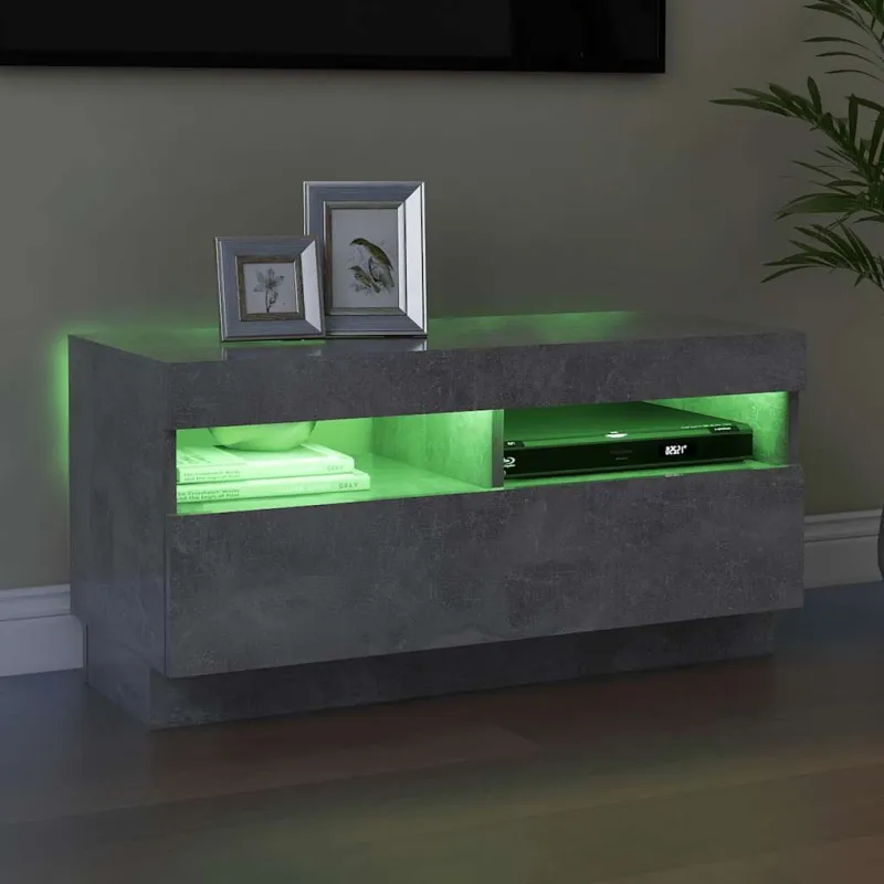 Televizoriaus spintelė su LED, betono pilka, 80x35x40cm