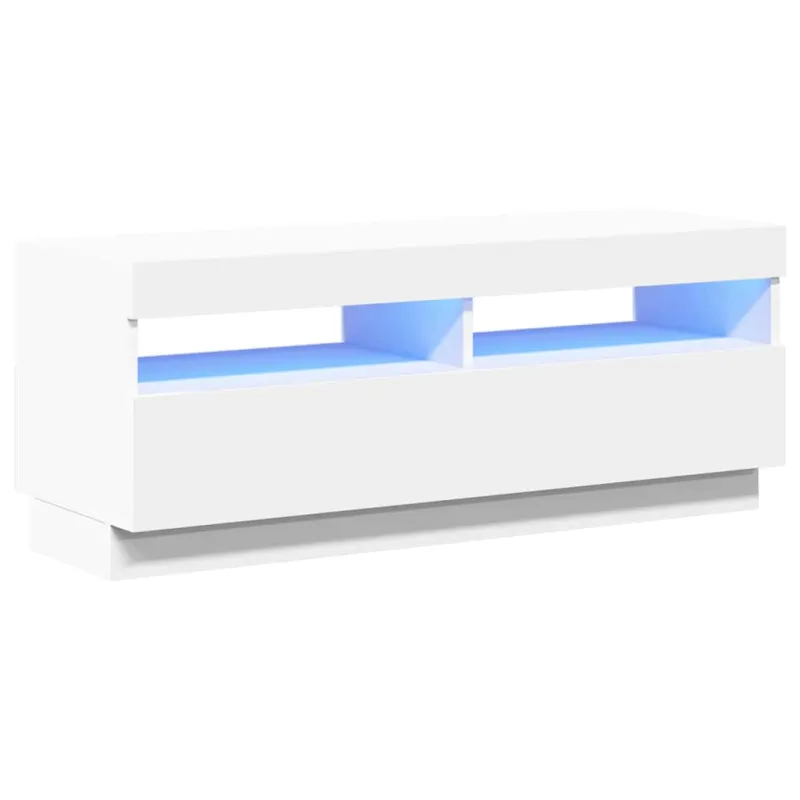Televizoriaus spintelė su LED apšvietimu, balta, 100x35x40cm