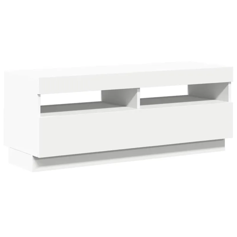 Televizoriaus spintelė su LED apšvietimu, balta, 100x35x40cm