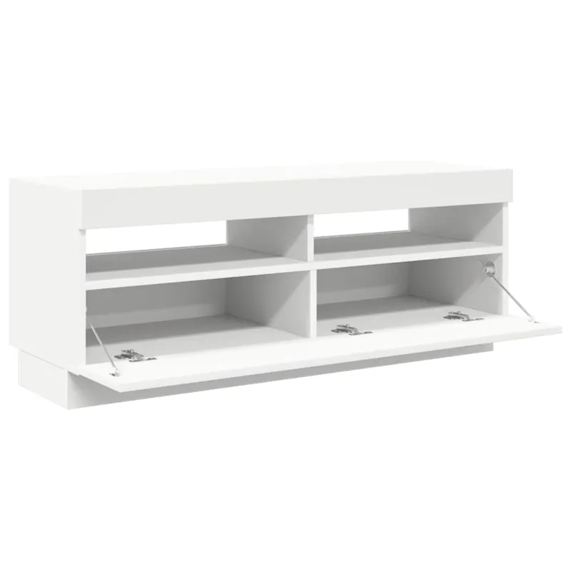 Televizoriaus spintelė su LED apšvietimu, balta, 100x35x40cm