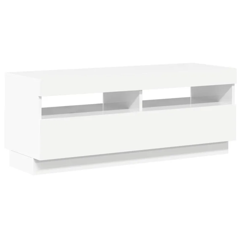 TV spintelė su LED apšvietimu, balta, 100x35x40cm, blizgi