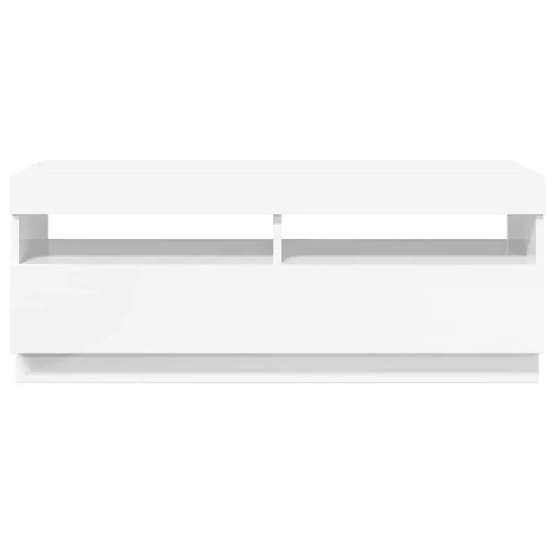 TV spintelė su LED apšvietimu, balta, 100x35x40cm, blizgi
