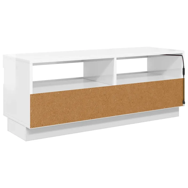 TV spintelė su LED apšvietimu, balta, 100x35x40cm, blizgi