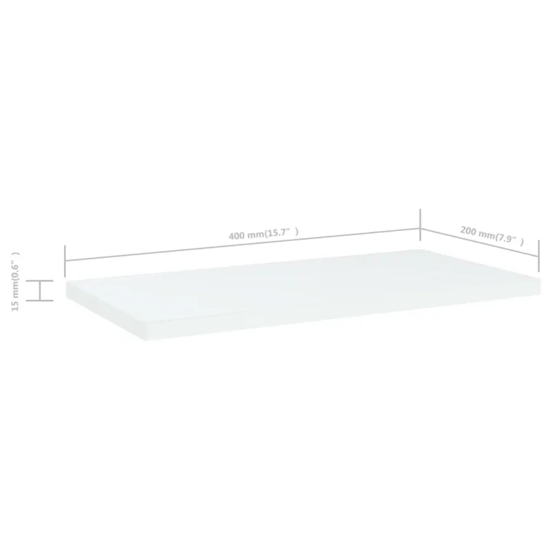 Knygų lentynos plokštės, 4vnt., baltos, 40x20x1,5cm, MDP