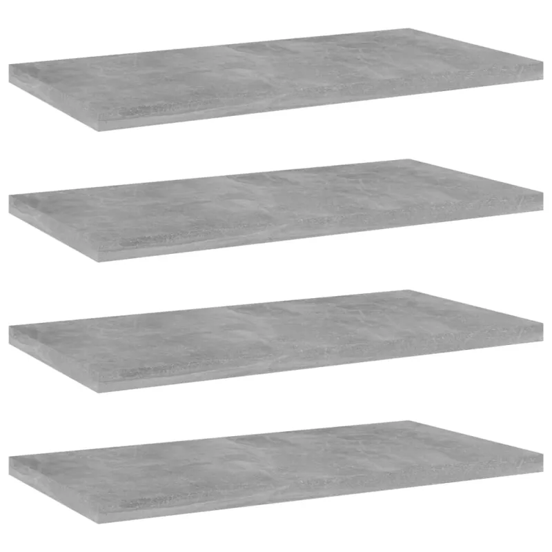 Knygų lentynos plokštės, 4vnt., betono pilkos, 40x20x1,5cm, MDP