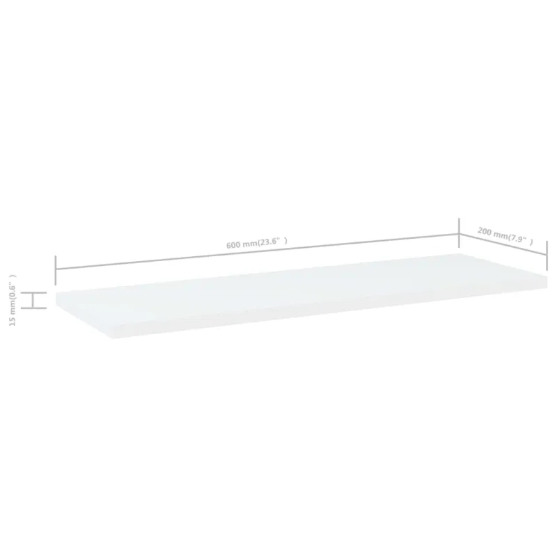 Knygų lentynos plokštės, 4vnt., baltos, 60x20x1,5cm, MDP